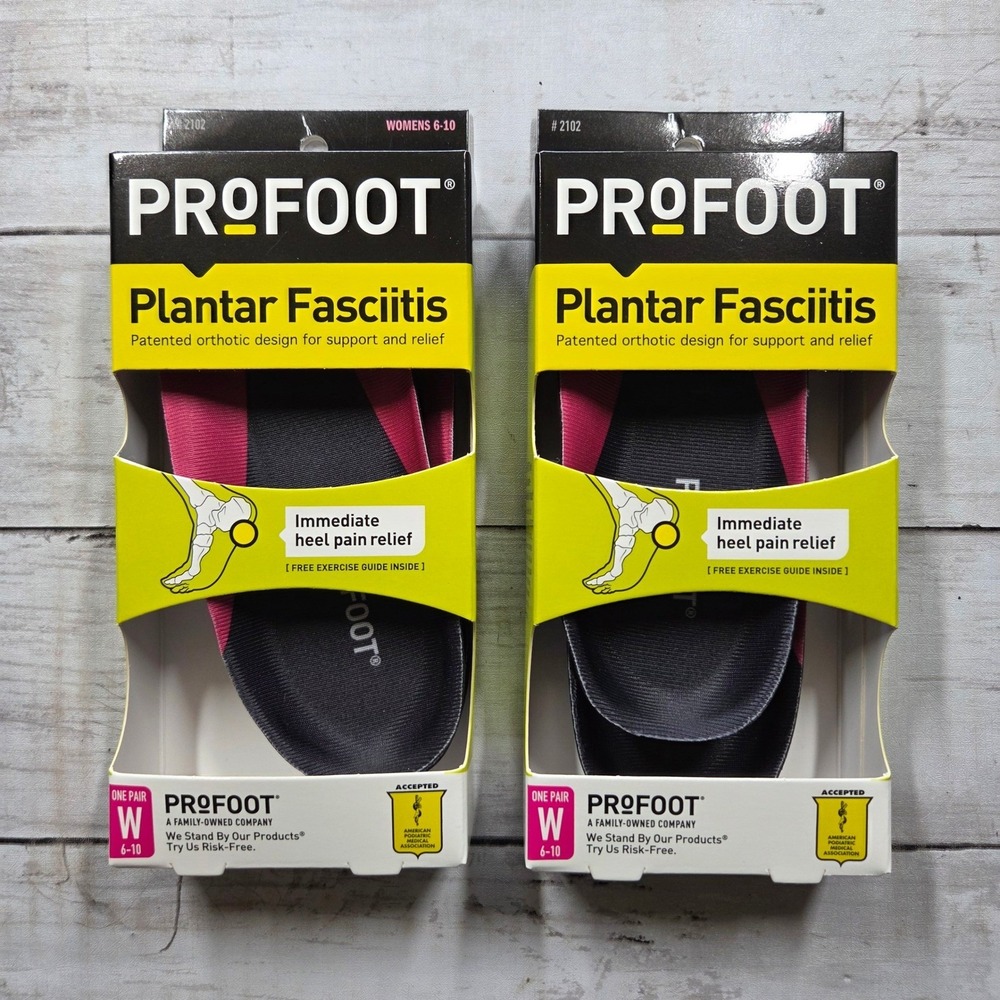 Profoot Plantar Fasciitis Orthotic Insoles Womens 6-10 Black Heel Pain Relief